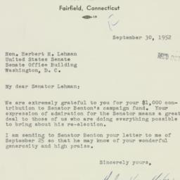 Letter: 1952 September 30