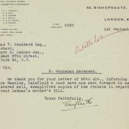 Letter: 1947 September 1