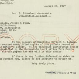 Letter: 1947 August 27