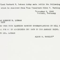 Press Release: 1949 November 9
