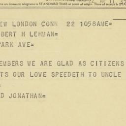 Telegram: 1956 August 22