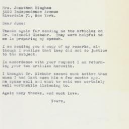 Letter: 1961 May 1
