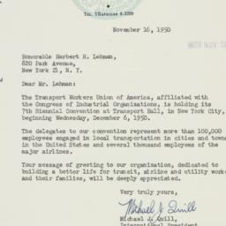 Letter: 1950 November 16