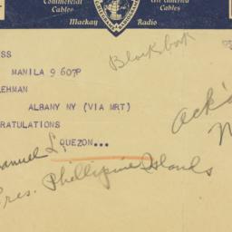 Telegram: 1938 November 9