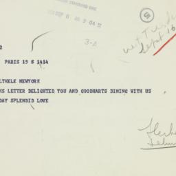 Telegram: 1958 September 8