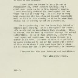 Letter: 1946 October 9