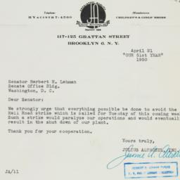 Letter: 1950 April 21