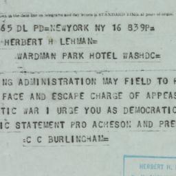 Telegram: 1950 December 16
