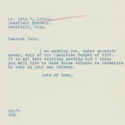 Letter: 1937 March 9