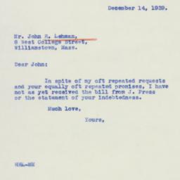 Letter: 1939 December 14