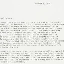 Letter: 1920 October 9