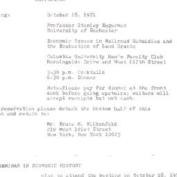 Announcements, 1971-10-18. ...