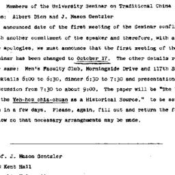Announcements, 1967-09-29. ...