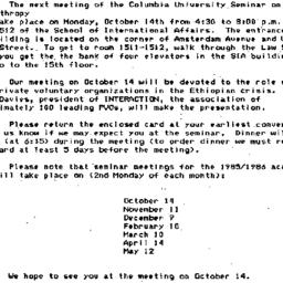 Announcements, 1985-09-16. ...
