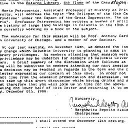 Announcements, 1986-11-25. ...