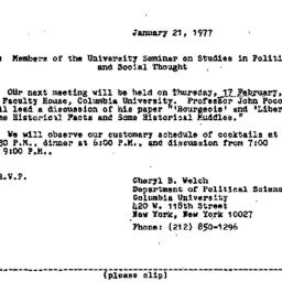 Announcements, 1977-01-21. ...