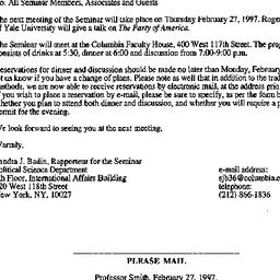 Announcements, 1997-02-14. ...