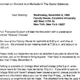 Announcements, 1989-11-08. ...