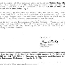 Announcements, 1995-03-08. ...
