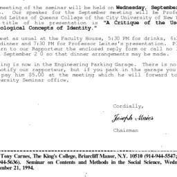 Announcements, 1994-09-21. ...
