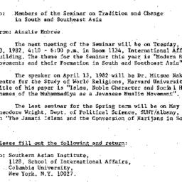 Announcements, 1982-04-13. ...