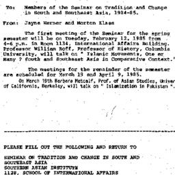 Announcements, 1984-02-12. ...