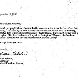 Announcements, 1992-09-21. ...