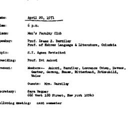 Announcements, 1971-04-20. ...