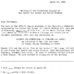 Announcements, 1972-04-11. ...