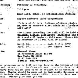 Announcements, 1996-02-01. ...