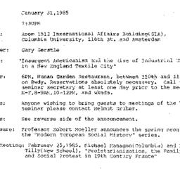 Announcements, 1985-01-31. ...