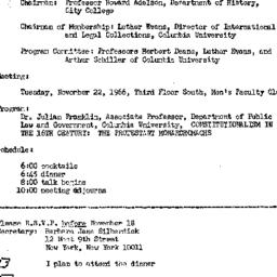 Announcements, 1966-11-22. ...