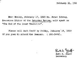 Announcements, 1969-02-11. ...