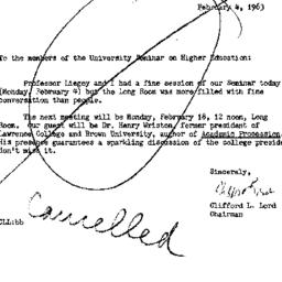 Announcements, 1963-02-04. ...