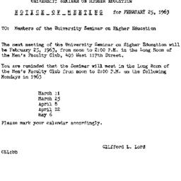 Announcements, 1963-02-08. ...
