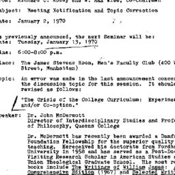 Announcements, 1970-01-02. ...