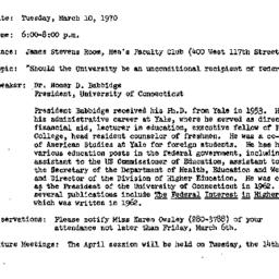 Announcements, 1970-02-13. ...