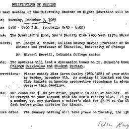 Announcements, 1969-11-21. ...
