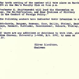 Announcements, 1964-03-02. ...