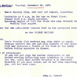Announcements, 1971-11-23. ...