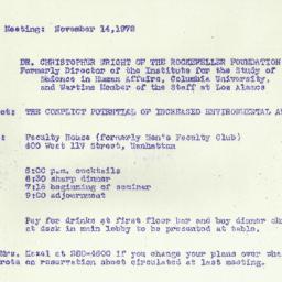 Announcements, 1972-11-14. ...
