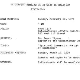 Announcements, 1979-02-12. ...