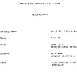 Announcements, 1984-03-12. ...