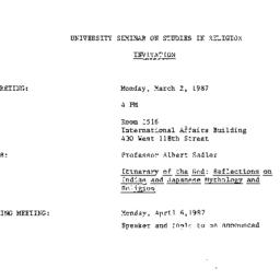 Announcements, 1987-03-02. ...