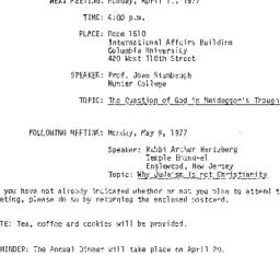 Announcements, 1977-04-11. ...