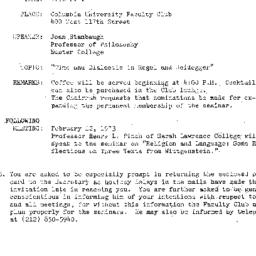 Announcements, 1973-01-08. ...