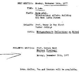 Announcements, 1977-11-14. ...