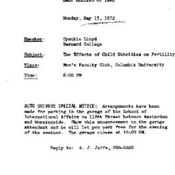 Announcements, 1971-05-15. ...