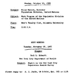 Announcements, 1966-09-29. ...