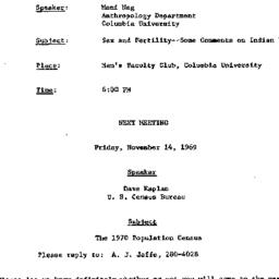 Announcements, 1969-10-13. ...